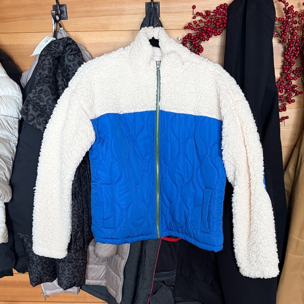 Thread & Supply Cream and Blue Sherpa Jacket